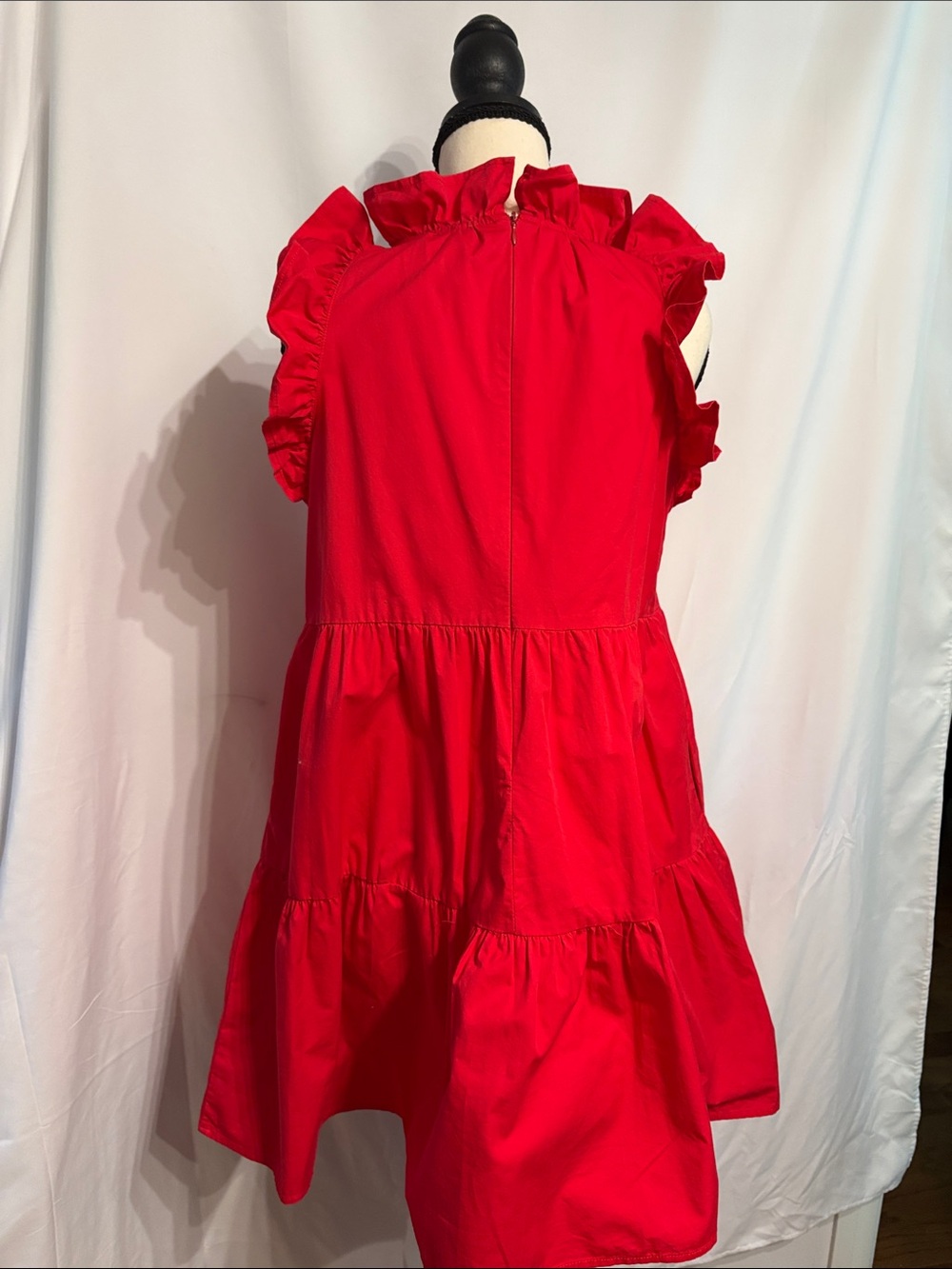 TCEC Vibrant Red Ruffle Dress SZ M 100% Cotton. - Picture 7 of 7